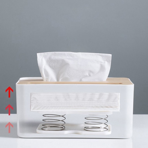 Spring Tissue Box presenterer Box Spring Tray Automatisk papirkledning White