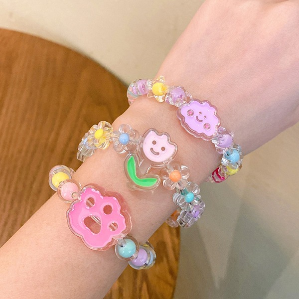 Tegnefilm børnearmbånd Jelly Color Beaded Armbånd e Brace A7