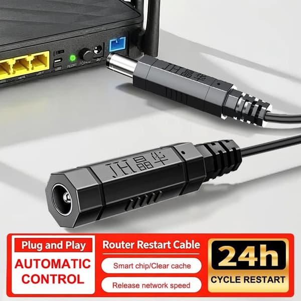 Router Auto Genstart DC Strømkabel Smart Chip ABS Skal Til 24 timer A1