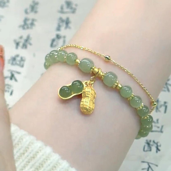 Fashion Peanut Dobbeltlags armbånd Imitasjon Hetian Jade Temp A1