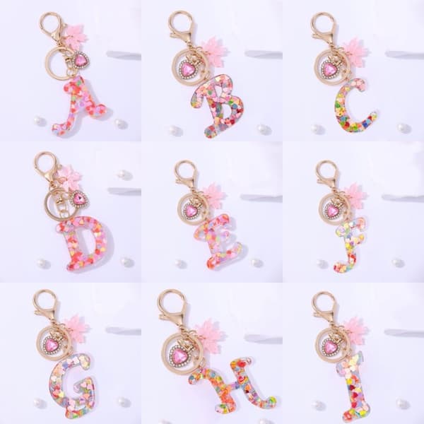 Mode Pink A Til Z Bogstav Nøglering 26 Initialer Alfabet Hjerte C