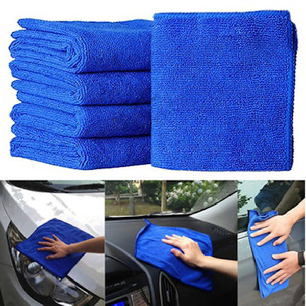 5/10 Stk/sæt Blød Auto Car Microfiber Vaskeklud Rengøringshåndklæder Blue