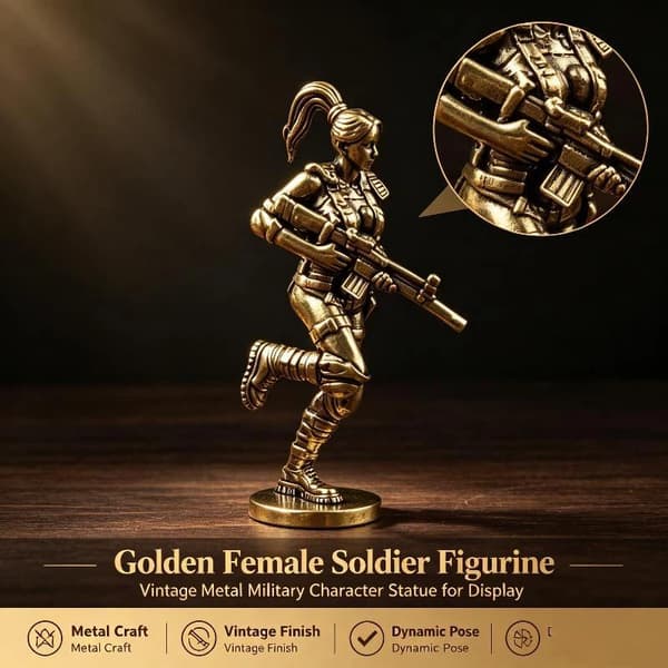 Special Forces Lille Statue Messing Kvindelige Soldater Figurer Ret