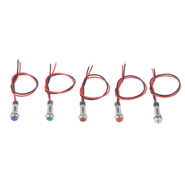 P67 Vanntett 6 mm LED varsellampe i metall 1(Red 3-6V)