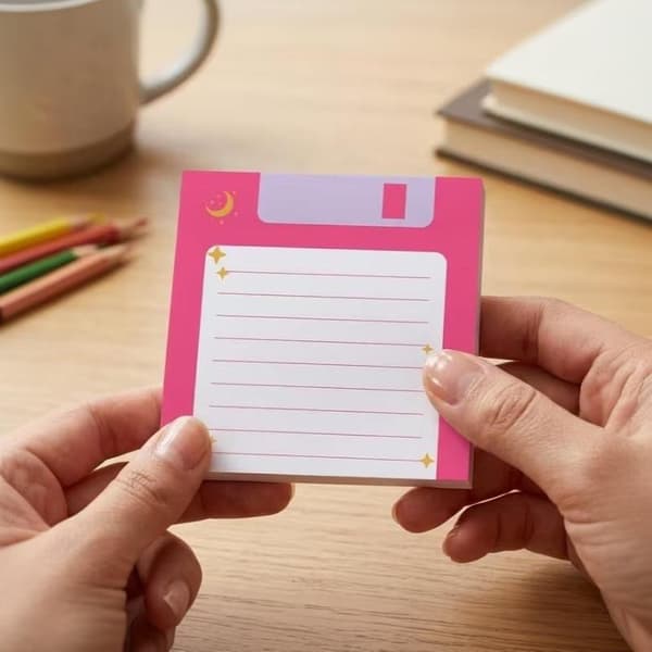 4-pakning retro diskett-klistrelapper, notisblokk med himmelsk måne A1