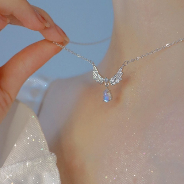 Mote Angel Fairy Wings anheng halskjede kjede skinnende clavic