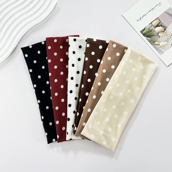 Retro Boho Breeze Wind Dot Stretch Damhårband n Ins Wide A7