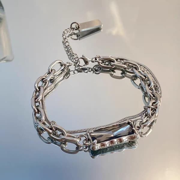 Trend Sort Zirkon Titanium Stål Armbånd Til Mænd Kvinder Geomet A1