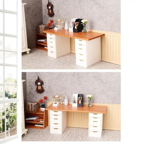 1:12 Dukkehus Miniature Kontorbord og Arkivskab White
