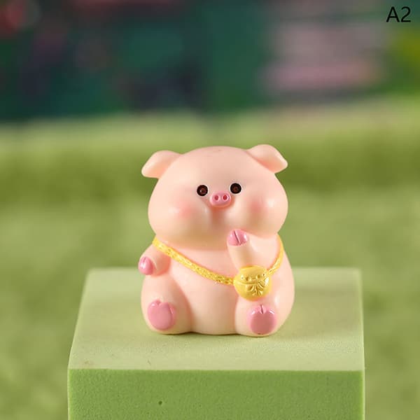 Mini e Pig Figurine Animal Model Moss Micro Landscape Home Deco A3