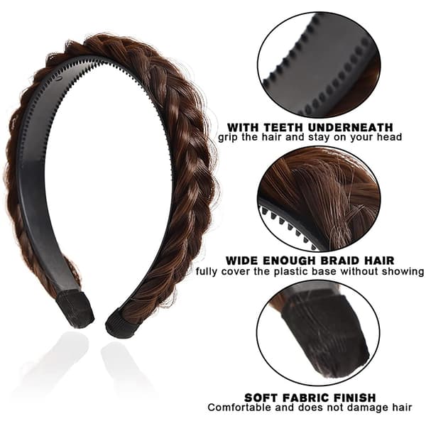 Fishbone Braid Lazy Wig Twist Braid Pandebånd Bohemia Dame Hår Dark brown 1.8cm