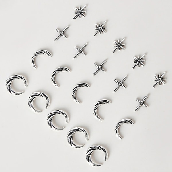 10 kpl tähti ja puolikuun kynsikorut nail art varten 3d Jewelrys Mo 0691