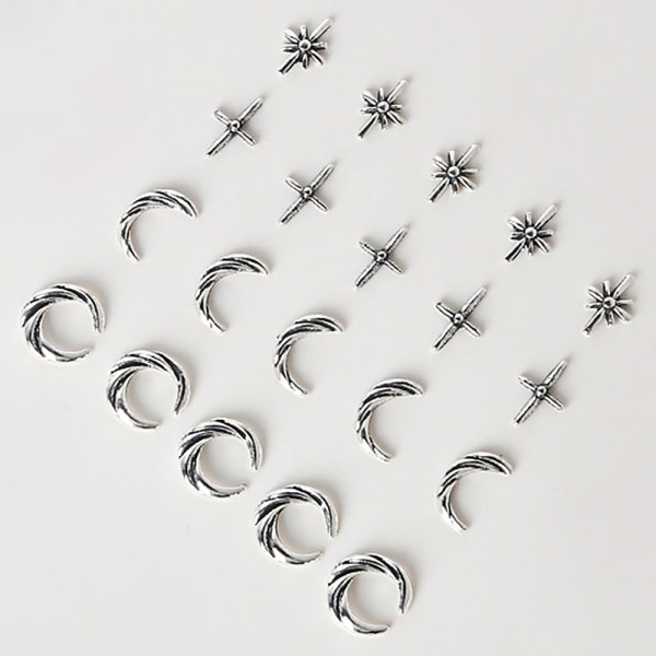 10 stk Star And Crescent Nail Charms For Nail Art 3d Jewelrys Mo 0693