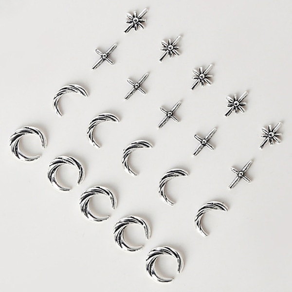 10 stk Star And Crescent Nail Charms Til Nail Art 3d Jewelrys Mo 0692