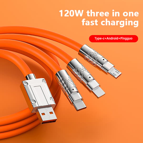 120 W pikalatausdatakaapeli Hight Quality Data Line for Mobil Black