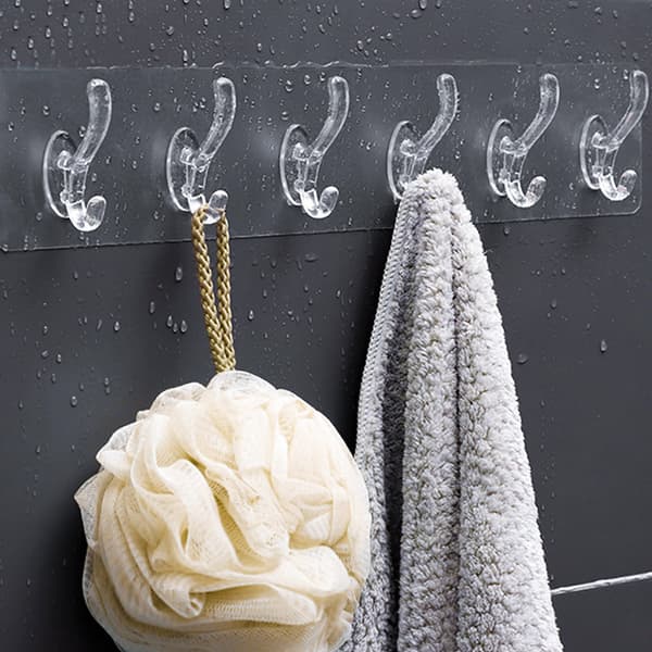 Transparenta plastlimkrokar kök badrumskrokar spikfria 5 hooks