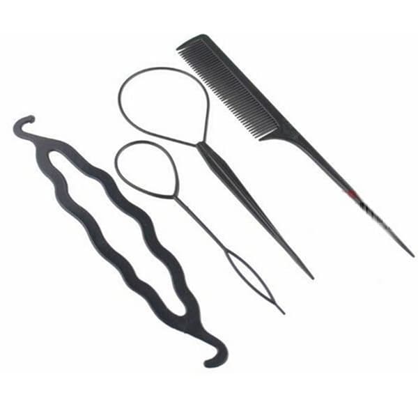 4 stk Sett Hårstyling Clip Bun Maker+Topsy Tail Braid Hestehale