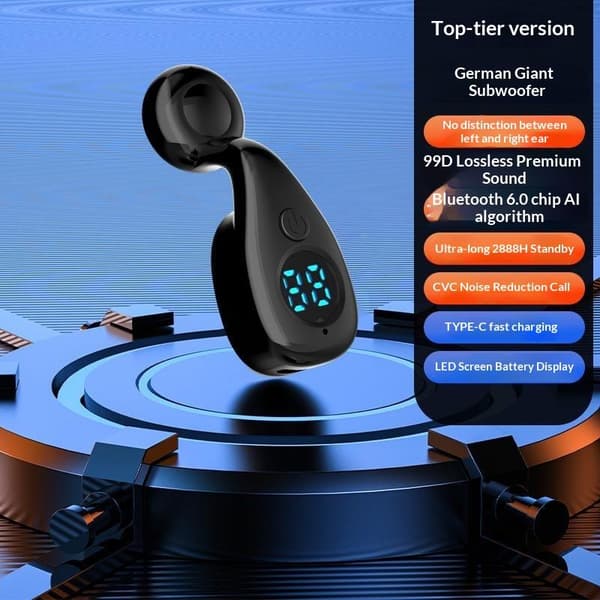 Bluetooth 6.0 Hovedtelefon Trådløs Øretelefon HiFi Stereo Støjred Black
