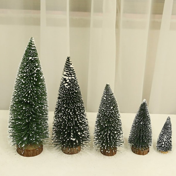 Mini Juletre Pine Flocking Stained White Cedar Desktop 10CM