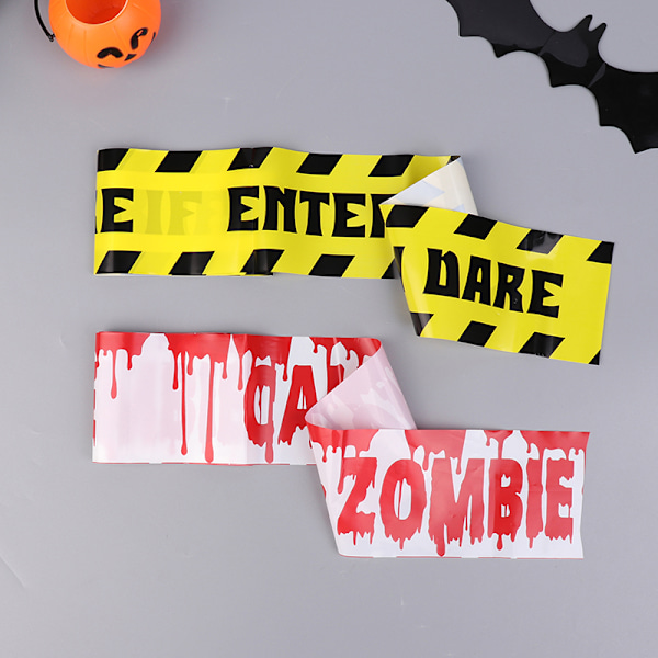 1 pakke 5M Halloween advarselstape vindue prop du tør zombie pos Black