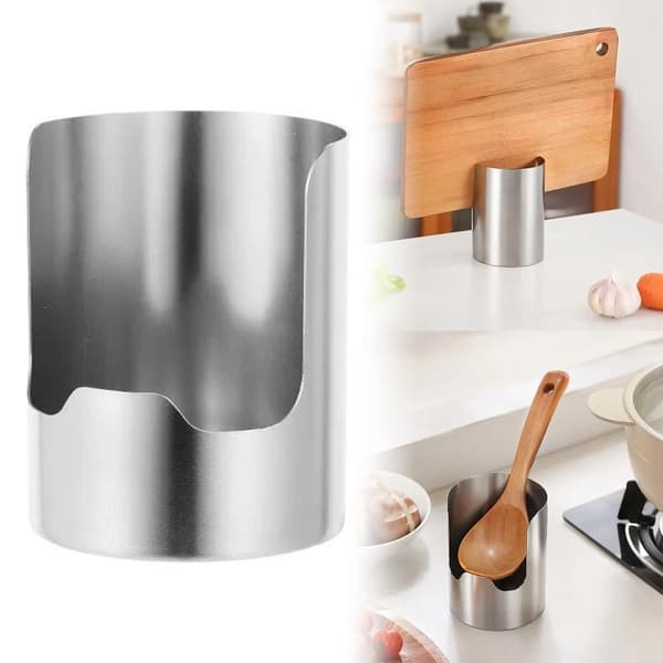 Rustfrit stål grydelågsholder skeholder rustbestandig varme Silver