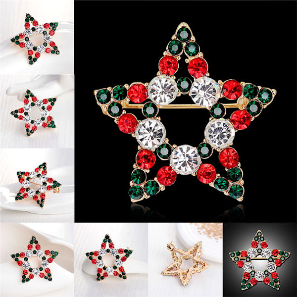 1X Hot Fashion Star Crystal Rhinestone Snowman julebrosje Multi