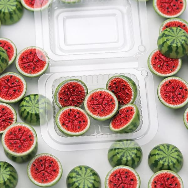 10 stk. mini kunstige vannmelonskiver realistisk design for D A1