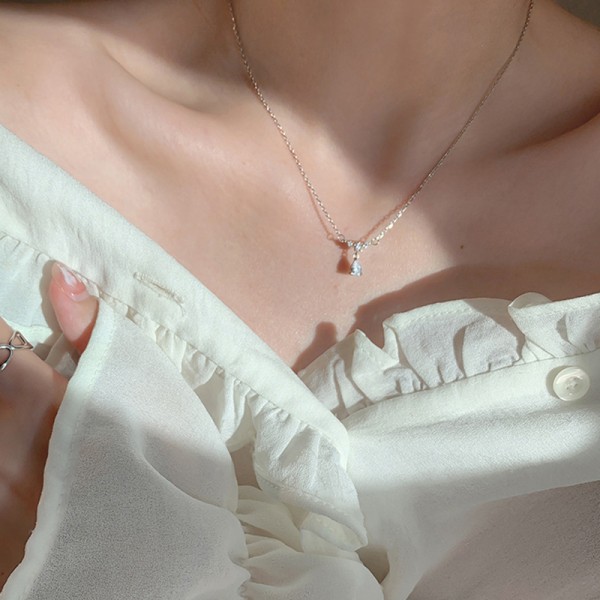 Ny mote sirkon halskjede Crystal Water Drop anheng halskjede