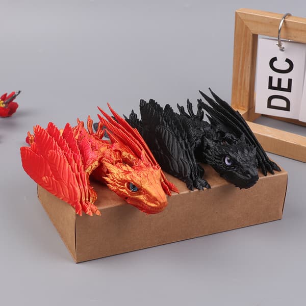 Fjæret Wyvern Drage 3D Printet Drage Leddet Drage Dr Red blue