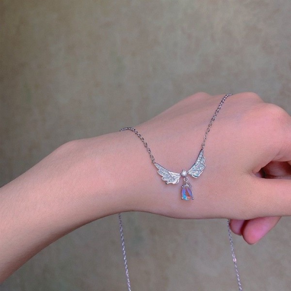 Mode Angel Fairy Wings Pendant halskæde Chain Shining Clavic