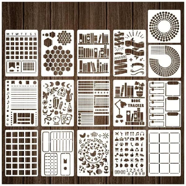 16 stk. Journal Skabeloner Geometrisk Mønster Tegneskabeloner