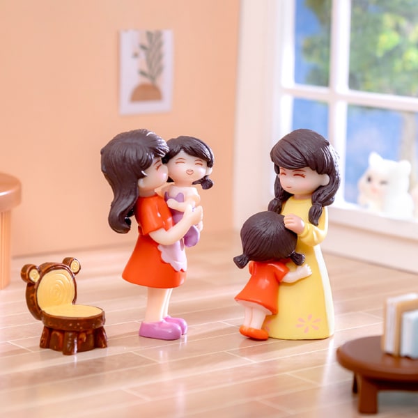 1 stk Miniaturer Mors Dag Mor og Datter Figur Dukke Mic