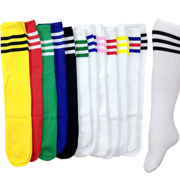 Nya fotbollssportstrumpor Långa knä bomull Spandex Legging för barn Black