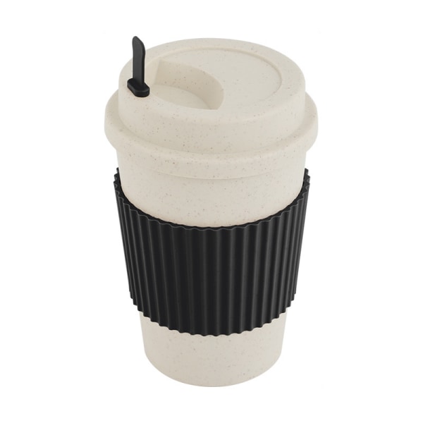 Återanvändbara kaffekoppar med lock Wheat Straw Portable Coffee Cup Black