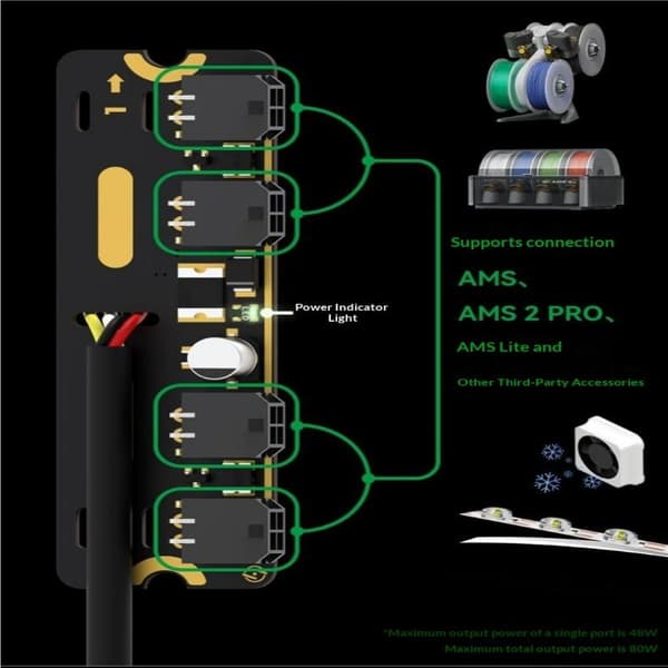 4-ports udvidelseshub med strømsignalbeskyttelse til Bambu Lab A1