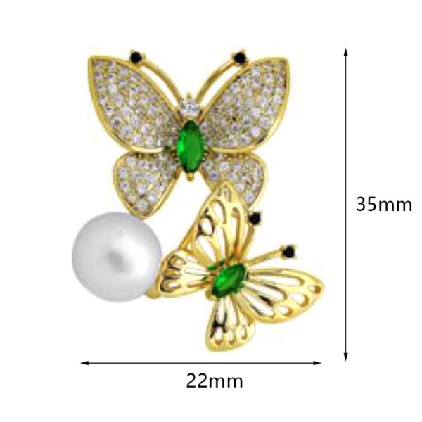 Trendy Butterfly Shiny Rhinestones Girl Brooch Elegant Pearl In
