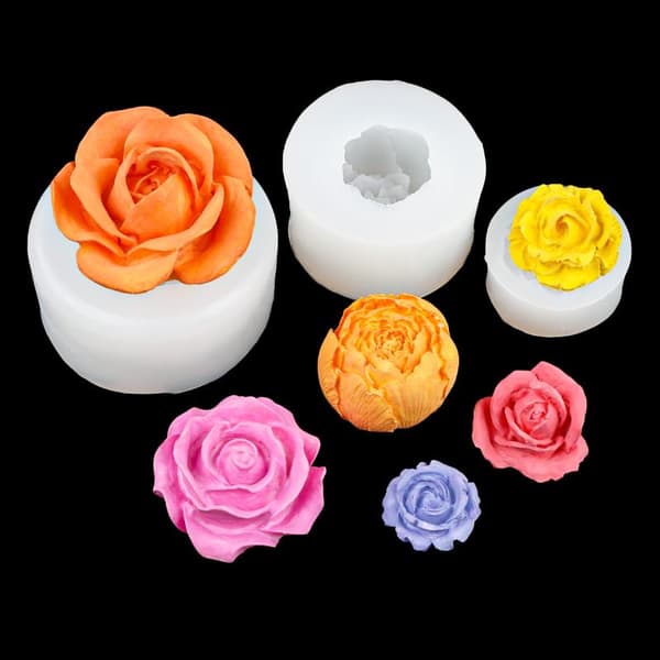 3D Roseblomst Silikon Stearinlysform Håndlaget Såpeproduksjon Epoxy 5