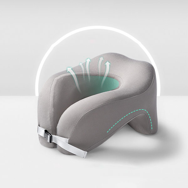 Reisepute U-formet ren minneskum nakkepute for fly Gray