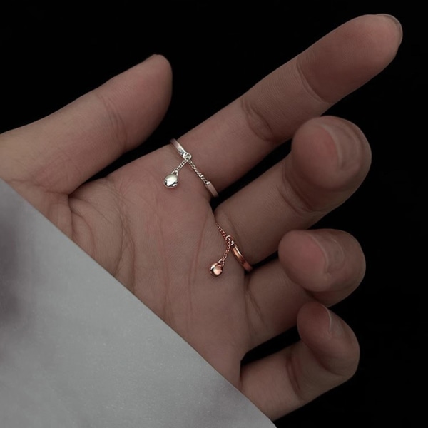 Chain Tofs Ring Justerbar Enkelt Mode Dam Party Ring J Silver