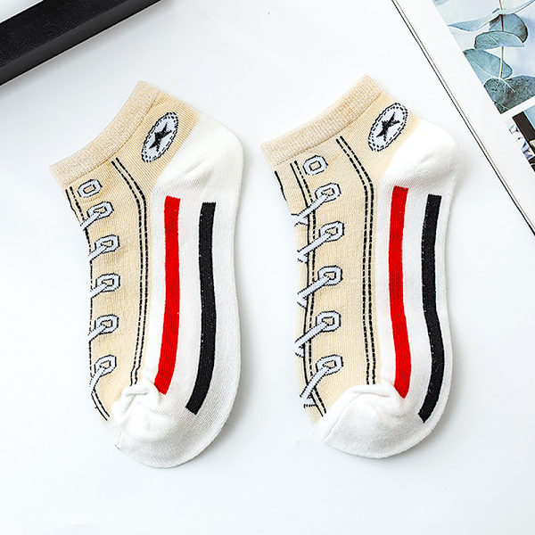 1Pari Muoti Hauska Harajuku Style Sukat Kawaii Shoe Print e Sh Red