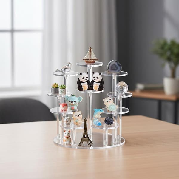 6/8/10-delt rund basedisplaystativ Transparent 8 bases