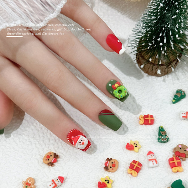 20 st Mixed 3D Cartoon Resin Julserie Nagelcharm