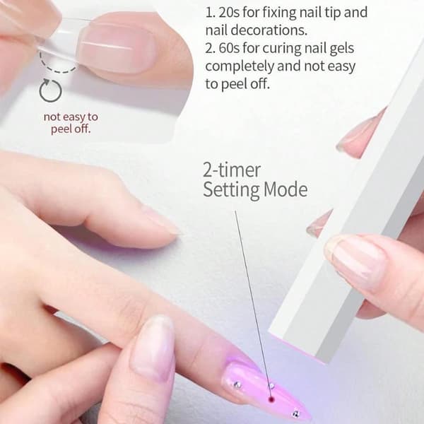 Johdoton kynsilamppu jalustalla, kädessä pidettävä UV-valo LCD-näytöllä A2