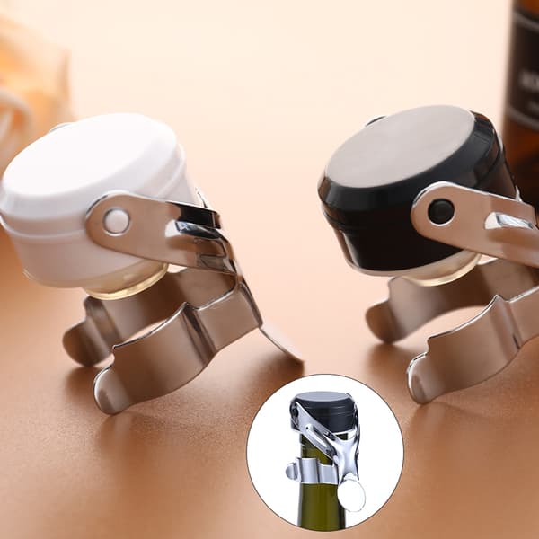 Rustfrit stål champagneprop til flaskeforsegling til champagne W Black