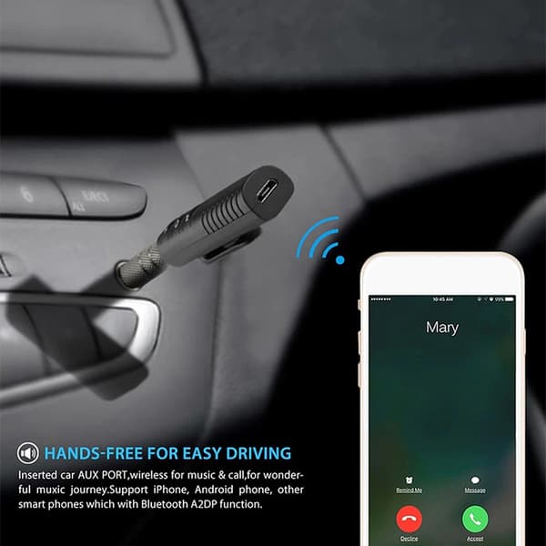 Trådløs Bluetooth 5.0 mottakeradapter 3,5 mm jack for bilmusi