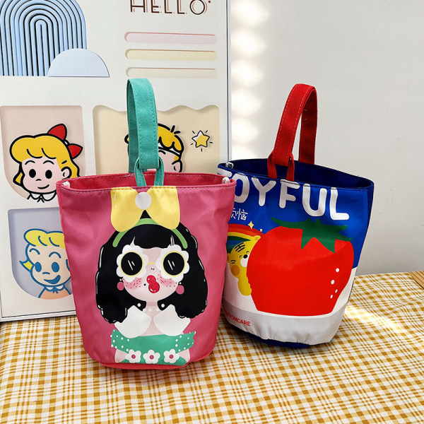 Cartoon Girl Canvas Bucket Bag n Style Skulderveske Y2K Outing A6