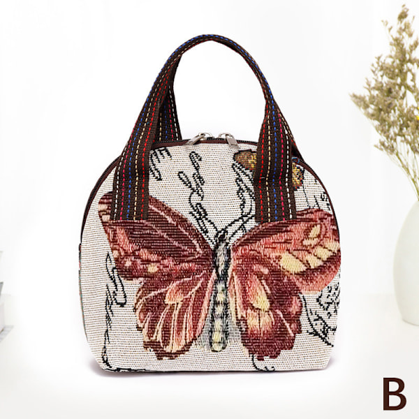Vevde vesker for kvinner Skulderveske Retro Casual Tote Håndvesker Et B