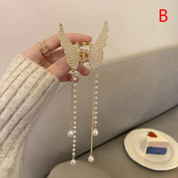 Ny Crystal Butterfly Pearl Tassel Hairpin n Simple Side Clip L C