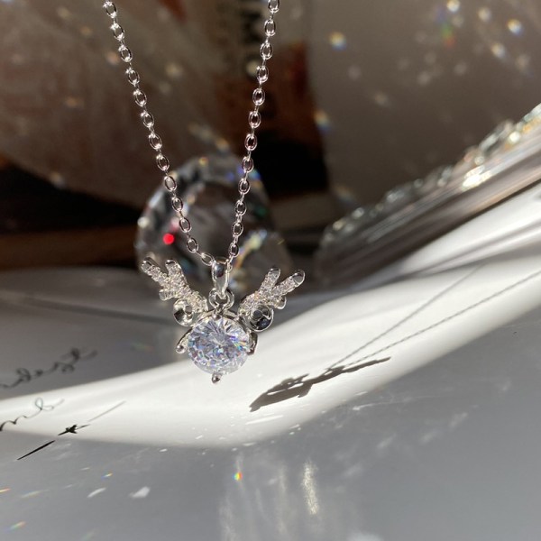 Shiny Crystal Zircon Antler halskæde til kvinder par hverdagsfa