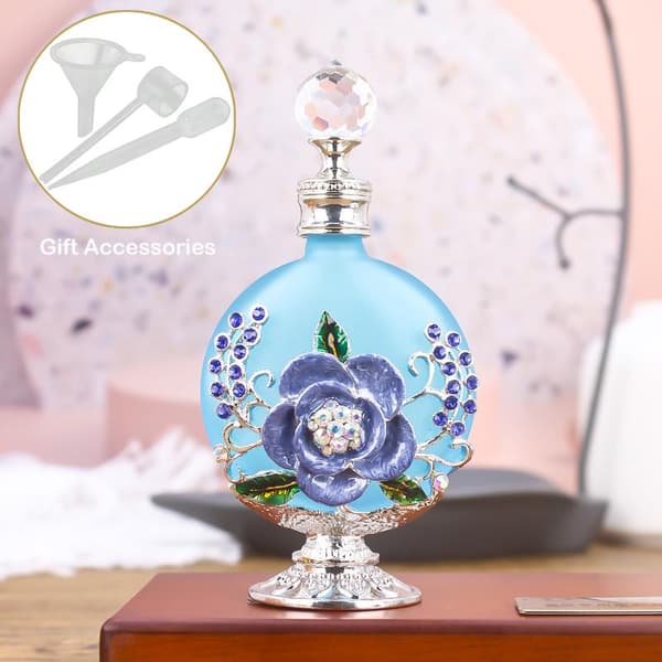 Parfymflaskor Tomma Vintage Glas Eterisk Olja Flaska Dekoration Blue